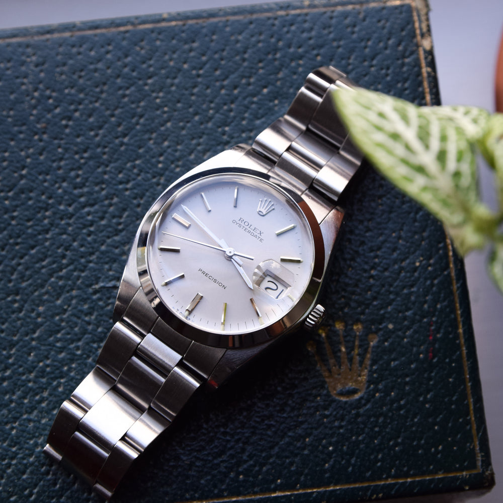 1982 Rolex Oyster Date Precision Classic Model 6694 with Stunning Grey/Silver Dial and Chrome Markers in Stainless Steel on Oyster Bracelet