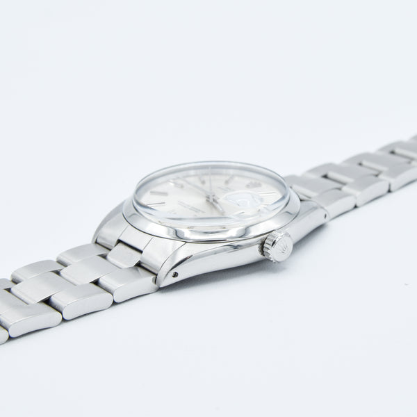 1965 Rolex Oyster Perpetual Date Model 1500 with Silvered Dial in Stainless Steel on Oyster Bracelet