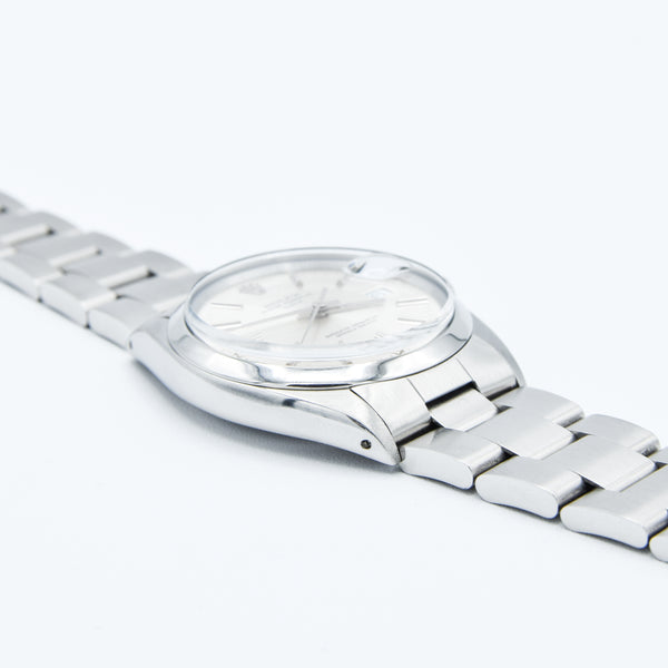 1965 Rolex Oyster Perpetual Date Model 1500 with Silvered Dial in Stainless Steel on Oyster Bracelet