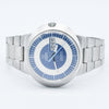 1969 Omega Geneve Dynamic Automatic French Day Date with Two Tone Silver and Blue Bullseye Dial Model 166.079 in Stainless Steel on Bracelet