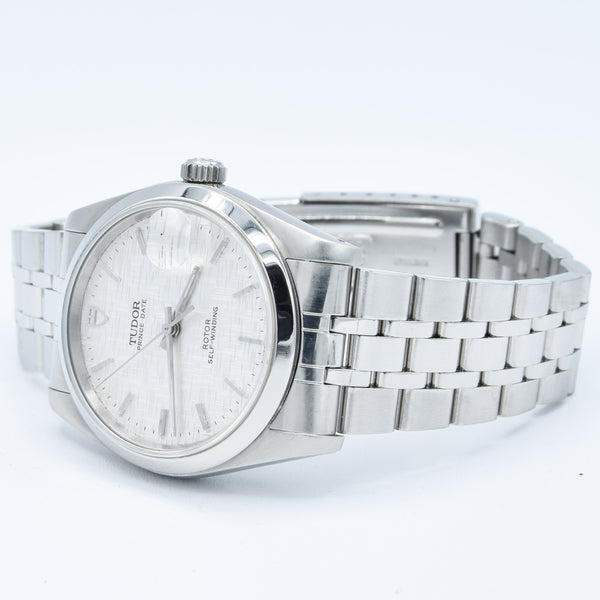 2002 Tudor Prince Date 74000N Rotor Self-Winding Wristwatch with Linen Dial Model in Stainless Steel with Box