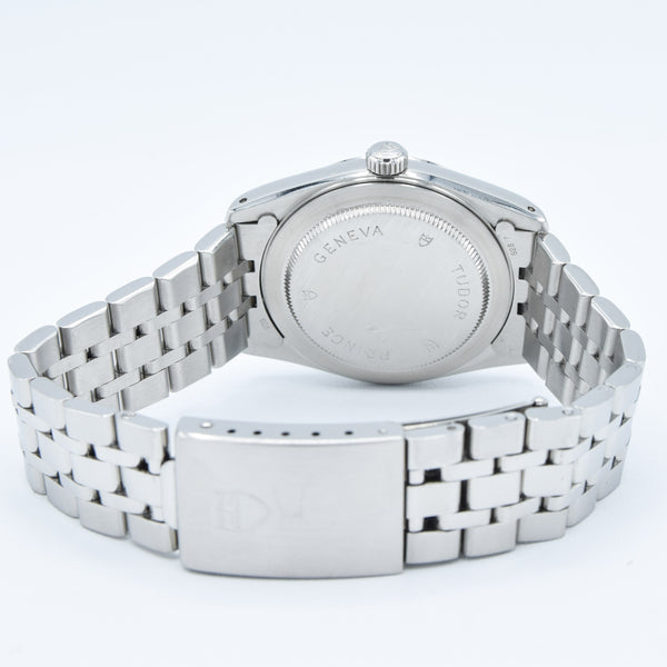 2002 Tudor Prince Date 74000N Rotor Self-Winding Wristwatch with Linen Dial Model in Stainless Steel with Box