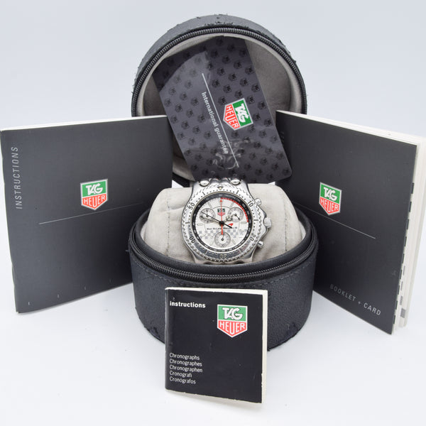 1998 TAG Heuer CG1117 West McLaren Mercedes 98 Limited Edition Chronograph Wristwatch in Stainless Steel Case on Bracelet with Box, Booklet and Card