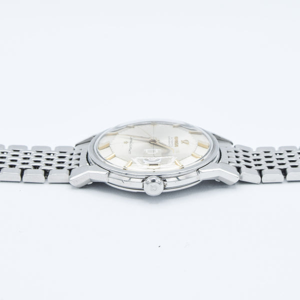 1962 Omega Constellation with Stunning Cross-Hair Pie Pan Model 14902 with Dog Legs on Flat Beads of Rice Bracelet