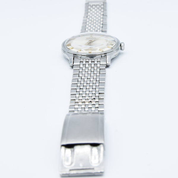 1962 Omega Constellation with Stunning Cross-Hair Pie Pan Model 14902 with Dog Legs on Flat Beads of Rice Bracelet