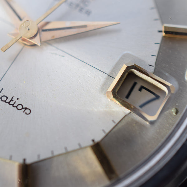 1962 Omega Constellation with Stunning Cross-Hair Pie Pan Model 14902 with Dog Legs on Flat Beads of Rice Bracelet