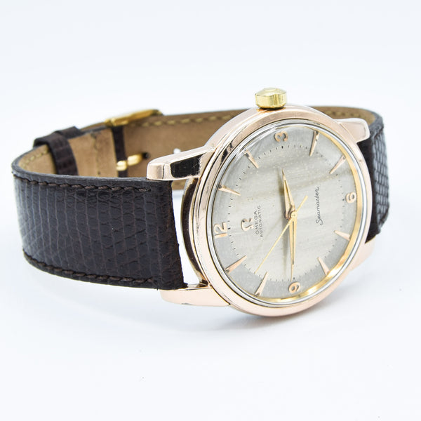 1956 Jumbo Oversized Omega Seamaster Automatic with Unique Two-Tone Tropicalised Dial Model 2857 in 36mm Gold Capped Case