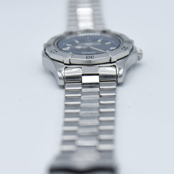 1990s TAG Heuer Automatic 2000 Series Dive Watch with Blue Dial Model 669.206F 38mm Stainless Steel on Fliplock Bracelet with Box