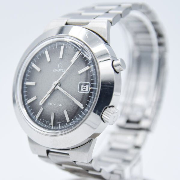1969 Omega Rare Jumbo De Ville Chronostop with Grey Fume Dial Model 146.012 on Bracelet with Box