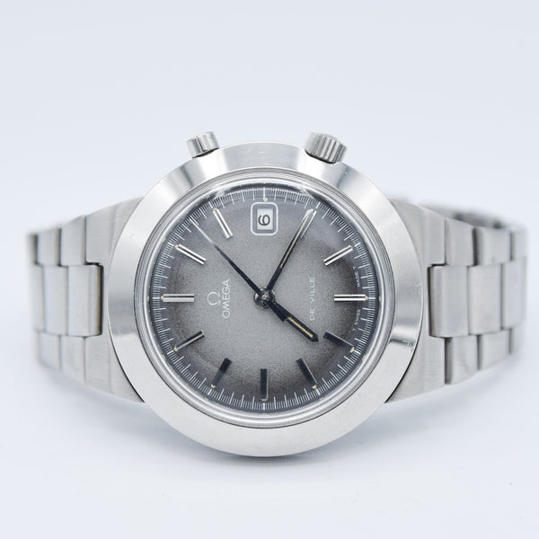 1969 Omega Rare Jumbo De Ville Chronostop with Grey Fume Dial Model 146.012 on Bracelet with Box