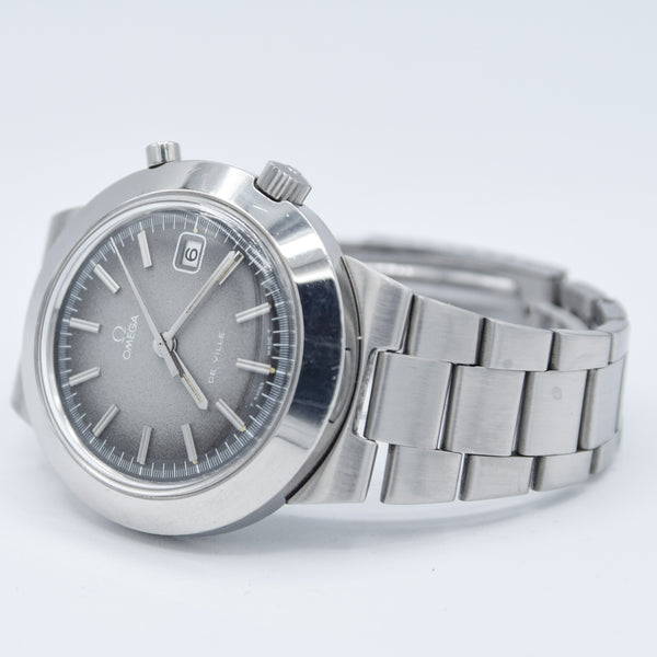1969 Omega Rare Jumbo De Ville Chronostop with Grey Fume Dial Model 146.012 on Bracelet with Box
