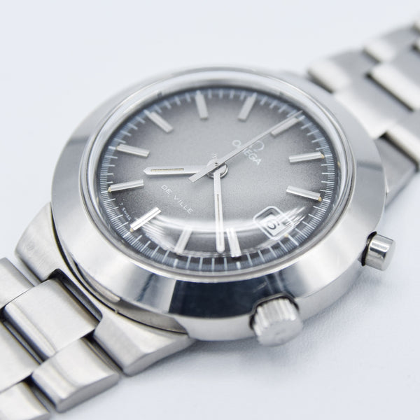 1969 Omega Rare Jumbo De Ville Chronostop with Grey Fume Dial Model 146.012 on Bracelet with Box