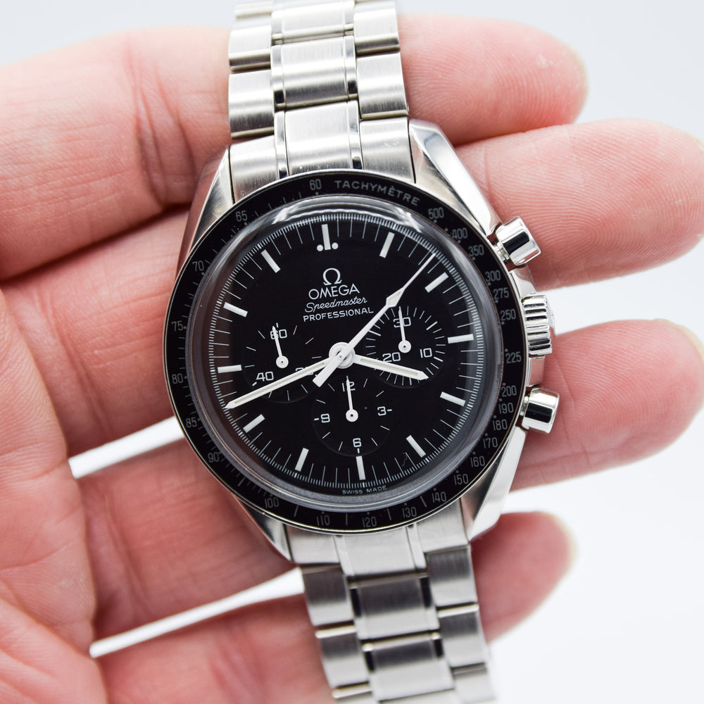 2009 Omega Speedmaster Professional "Moon Watch" Model 357.05000 in Stainless Steel on Bracelet + Box and Papers