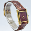1979 Cartier Ladies Tank Mechanical with Unique Burgundy Red Patina Dial in 925 Sterling Silver Gilt Vermeil Case with Box and Papers