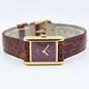 1979 Cartier Ladies Tank Mechanical with Unique Burgundy Red Patina Dial in 925 Sterling Silver Gilt Vermeil Case with Box and Papers