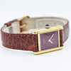 1979 Cartier Ladies Tank Mechanical with Unique Burgundy Red Patina Dial in 925 Sterling Silver Gilt Vermeil Case with Box and Papers