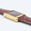 1979 Cartier Ladies Tank Mechanical with Unique Burgundy Red Patina Dial in 925 Sterling Silver Gilt Vermeil Case with Box and Papers