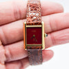 1979 Cartier Ladies Tank Mechanical with Unique Burgundy Red Patina Dial in 925 Sterling Silver Gilt Vermeil Case with Box and Papers