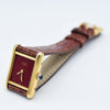1979 Cartier Ladies Tank Mechanical with Unique Burgundy Red Patina Dial in 925 Sterling Silver Gilt Vermeil Case with Box and Papers