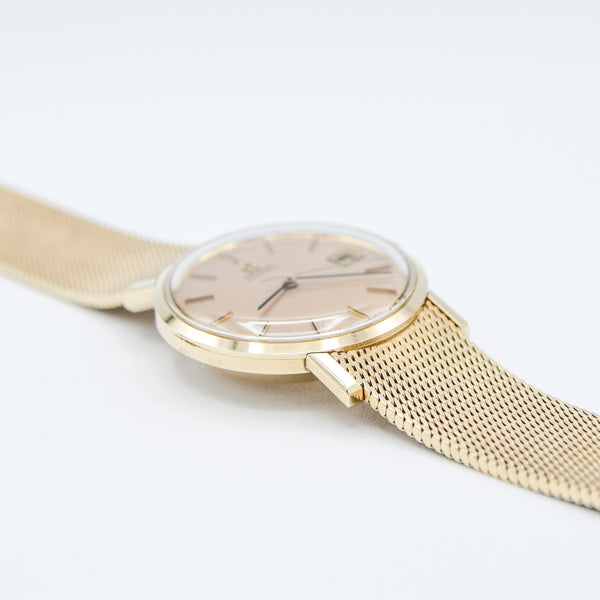 1974 Omega Automatic Date Model 366.5461 with Champagne Dial in Solid 9ct Gold on Bracelet with Box