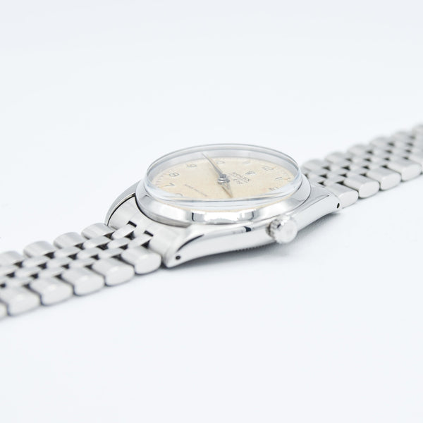 1958 Rolex Oyster Perpetual Air King Super Precision Model 5500 All Arabic Tropical Numerals in Stainless Steel on JB Champion Jubilee Bracelet