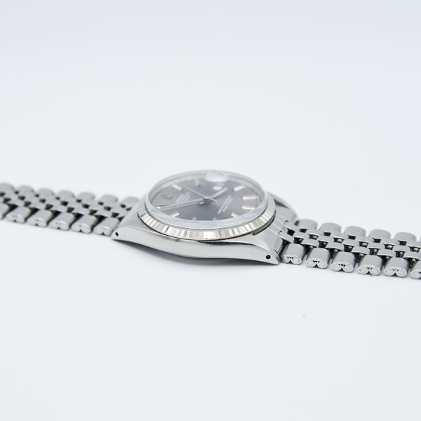 1972 Rolex Oyster Perpetual Datejust with White Gold Fluted Bezel and Sloped 'Sigma' Dial in Stainless Steel Model 1601