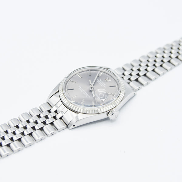 1972 Rolex Oyster Perpetual Datejust with White Gold Fluted Bezel and Sloped 'Sigma' Dial in Stainless Steel Model 1601