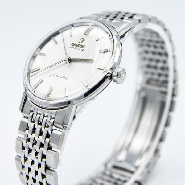 (Reserved)1962 Omega Seamaster Automatic Linen Dial Model 14765 Cal 552 on Bracelet
