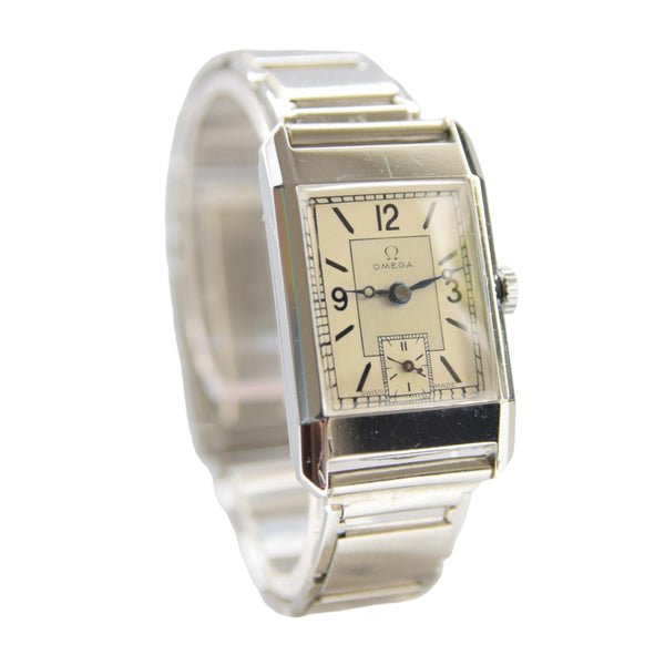 Omega Art Deco Style Wristwatch in Stainless Steel Case with Caliber 20F Circa 1934-36