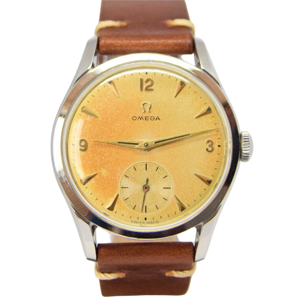 1952 Omega 36mm Model 2639 in a Substantial Stainless Steel Screw-Back Case All Original Cool Patina