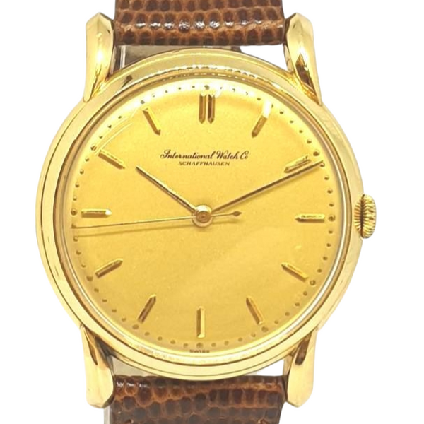 1945-7 IWC 18ct Gold Dress Watch with Rare Flared Bombe Style Lugs Cal 89