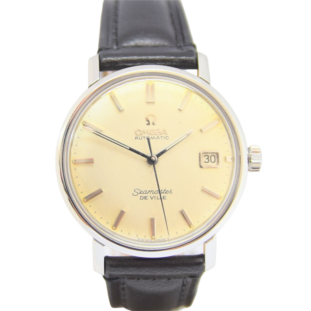 1963 Omega Automatic Seamaster De Ville Date Model 166.020 Wristwatch with Linen Dial