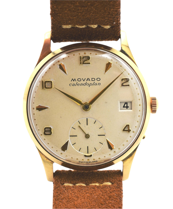 Rare Movado Calendoplan Model 13322 in 9ct Gold Dated 1953