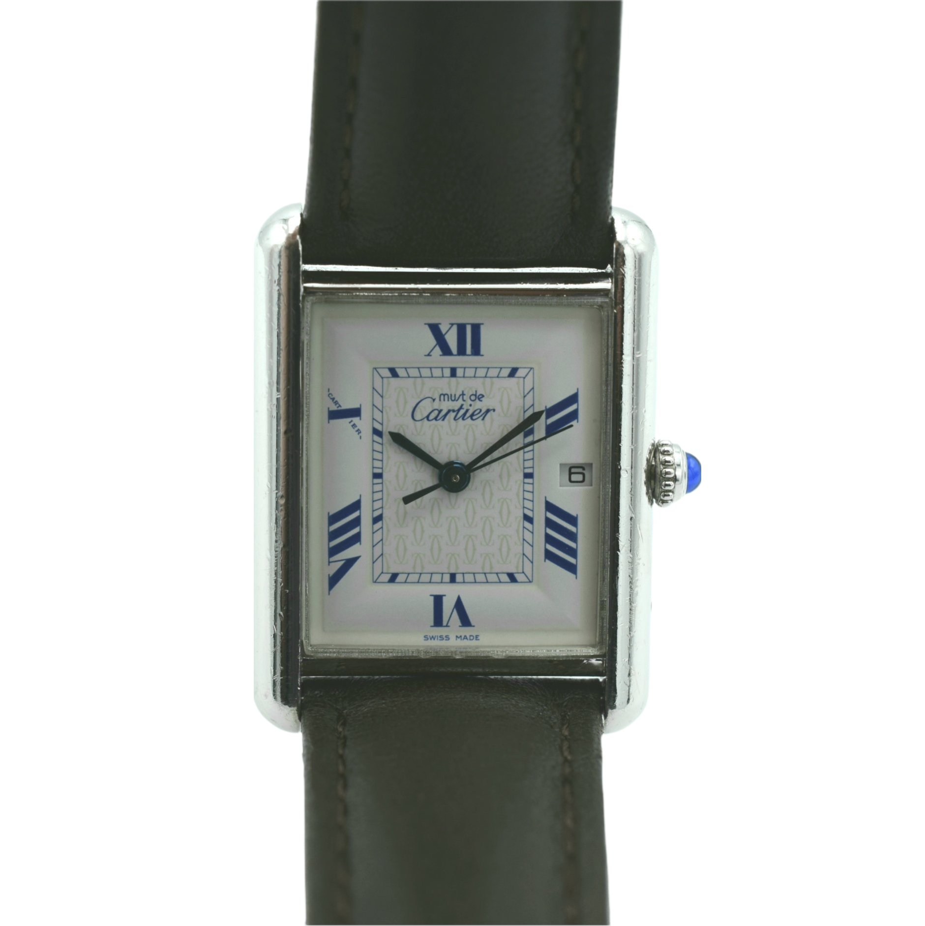 2001 Classic Cartier Full Size Tank with Date & Deployment Buckle Model 2414 with Box and Papers