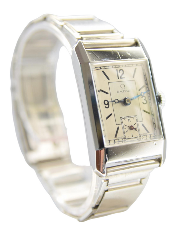 Omega Art Deco Style Wristwatch in Stainless Steel Case with Caliber 20F Circa 1934-36