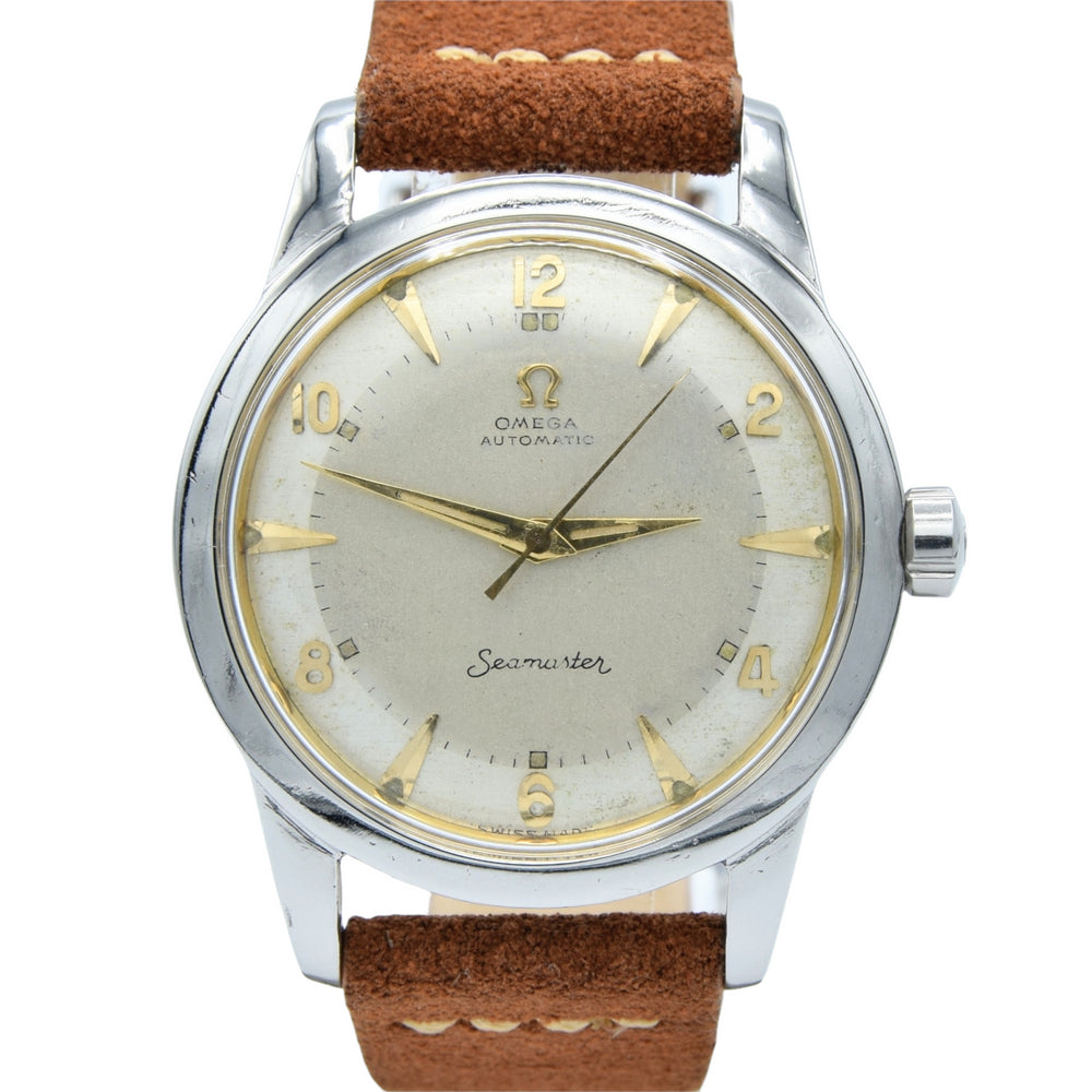 1950 Omega Seamaster Original Condition Automatic Bumper with Arabic Numerals and Arrow Markers in Stainless Steel Model 2677