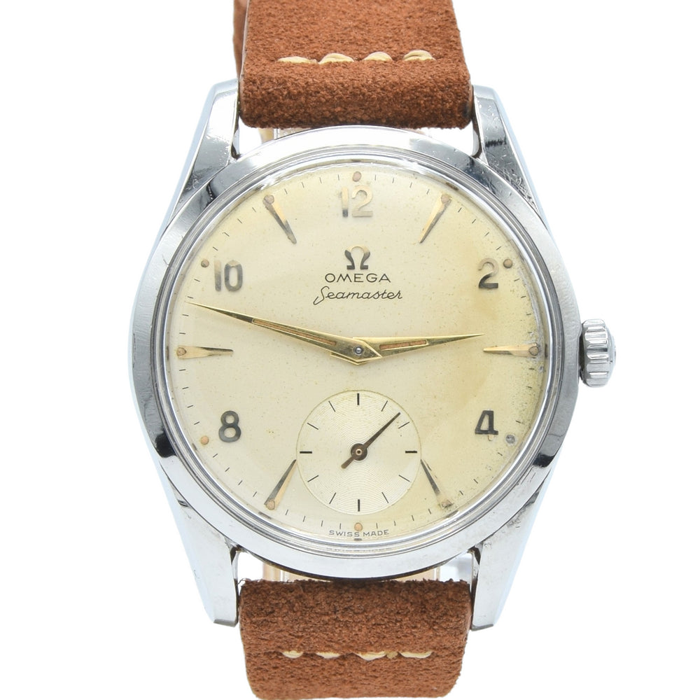 1956 Omega Seamaster Manual Wind with Sub Seconds and Mixed Arabic Figures Model 2937 in Stainless Steel