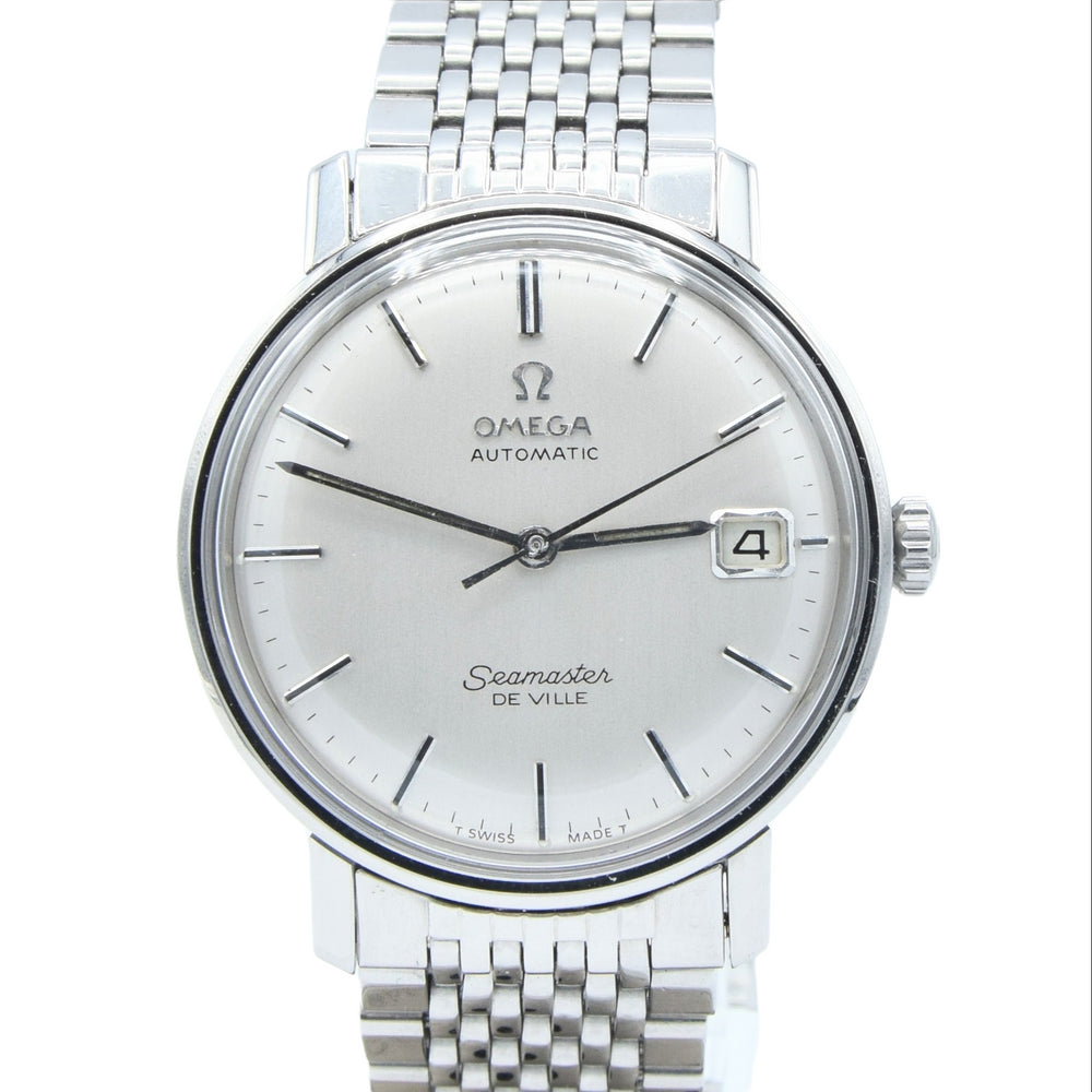 1966 Omega Automatic Seamaster De Ville Date 166020 One of the First Quick Date Change Models & Original Beads of Rice Bracelet in Steel