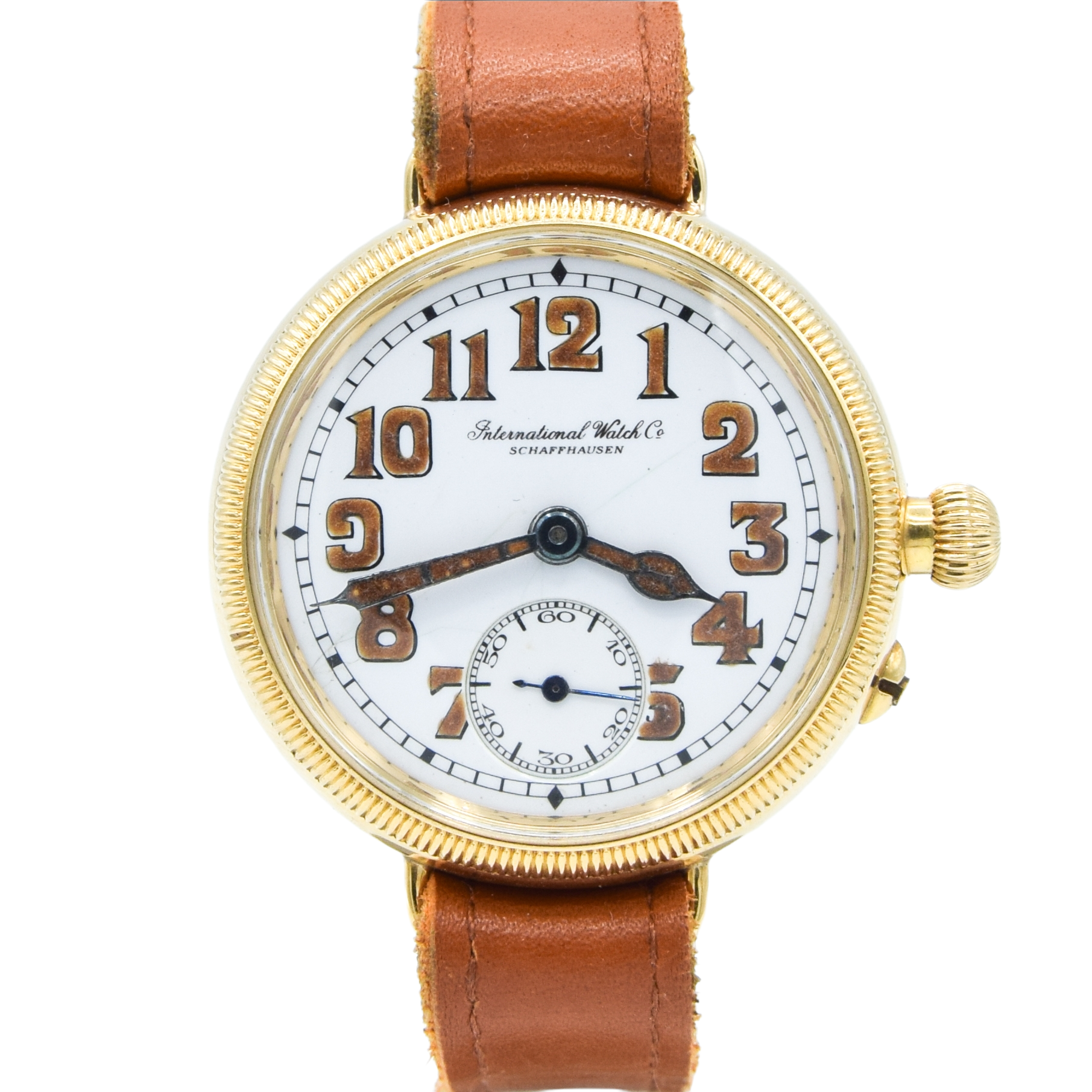 1926 International Watch Company (IWC) Rare Trench Style Borgel Officers Watch in 18ct Gold
