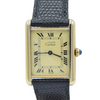 1990s Classic Cartier Quartz Tank with Roman Numerals Dial in 925 Silver Gilt Vermeil