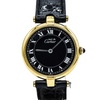 1990s Rare Black Roman Numeral Dial Unisex Cartier 'Must de' Ronde Vendôme in 925 Sterling Silver Gilt Vermeil Case
