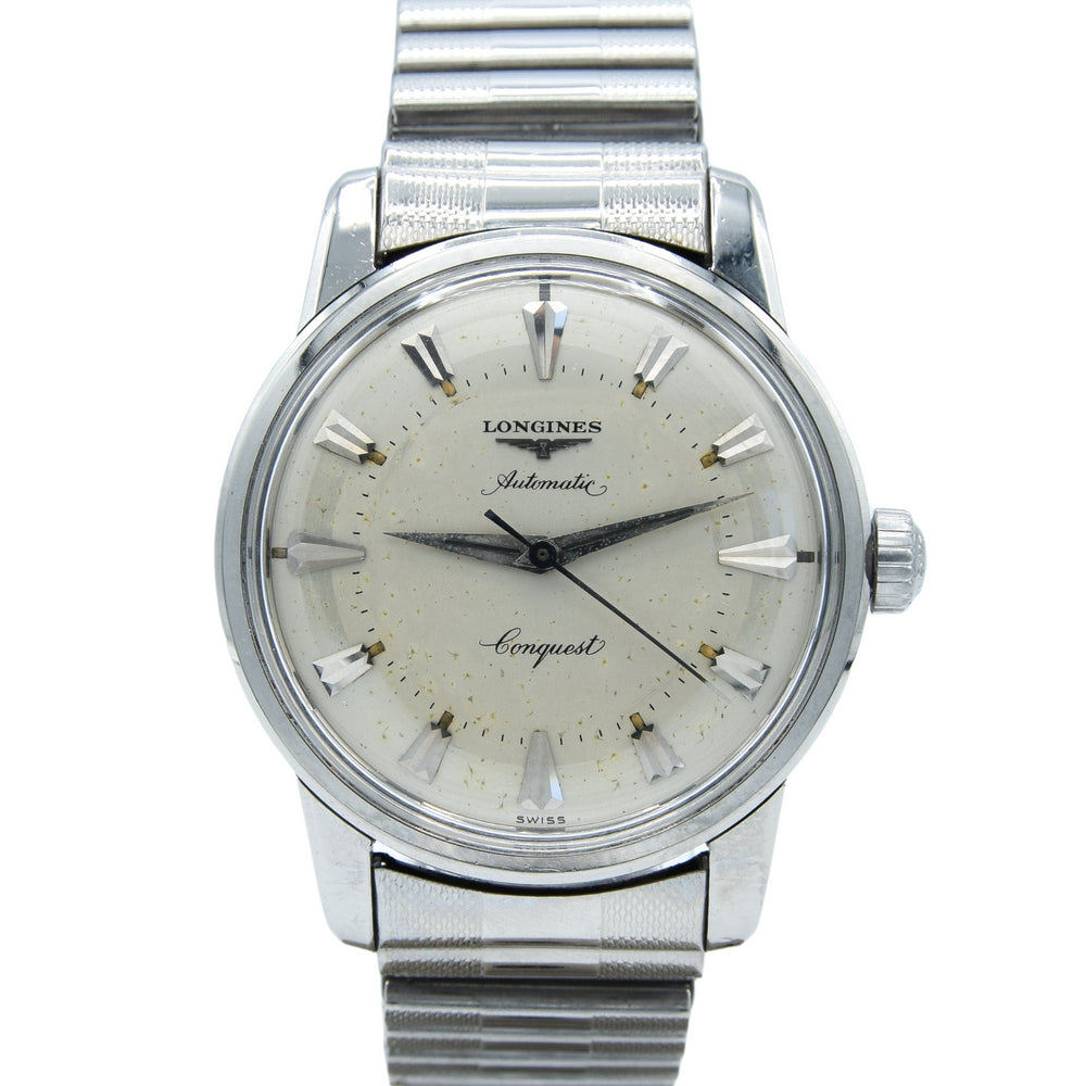1959 Longines Conquest Model 9000 Full Set in Stainless Steel on Bracelet with Box and Papers & Tags