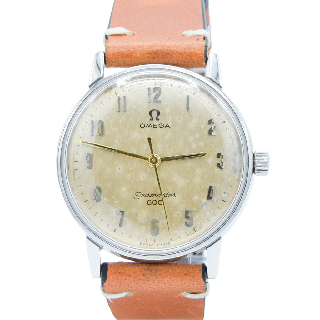 1966 Omega Seamaster 600 with Arabic Numerals and Hammered Patina Dial