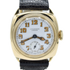 1933 JW Benson Submarine Watch with Enamel Dial and Arabic Numerals in 18ct Gold Cushion Case