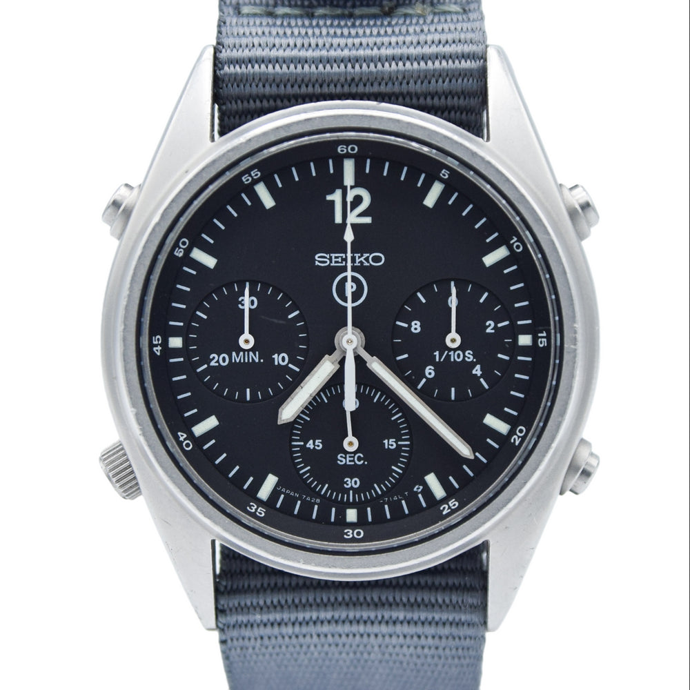 1984 Seiko 7A28-7120 RAF 6645-99  Gen 1 MOD Military 1st Issue Aircrew Chronograph Wristwatch