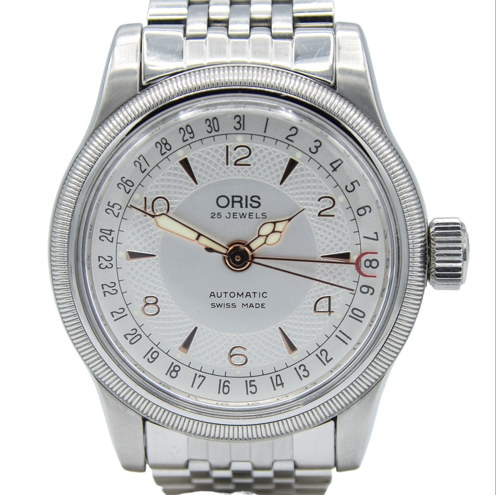 1990s Oris Big Crown Pointer Date Automatic Wristwatch Model 7551 in 36mm Stainless Steel Case on Bracelet