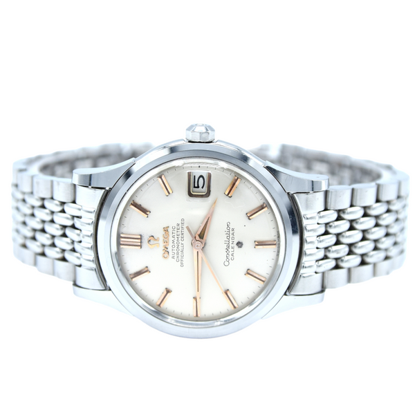 1959 Omega Constellation Date Chronometer Model 2943 in Stainless Steel on Beads of Rice Bracelet