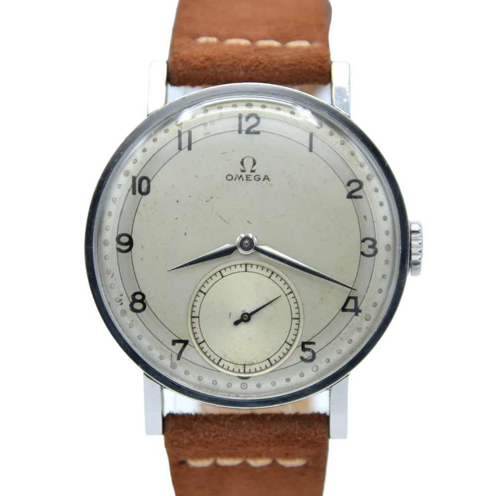 1939 Omega with Two Tone Dial and Arabic Numerals Cal 30T2 Model 2180 in Stainless Steel
