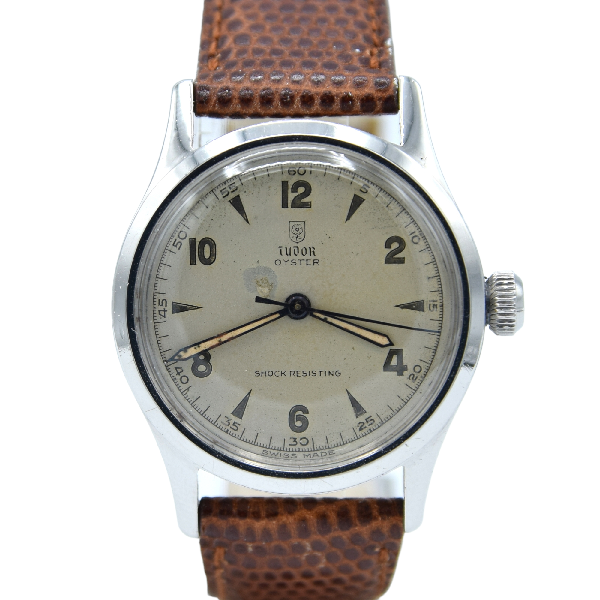 1940s Tudor Oyster Model 4453 with Mixed Arabic Numerals in Stainless Steel 31mm