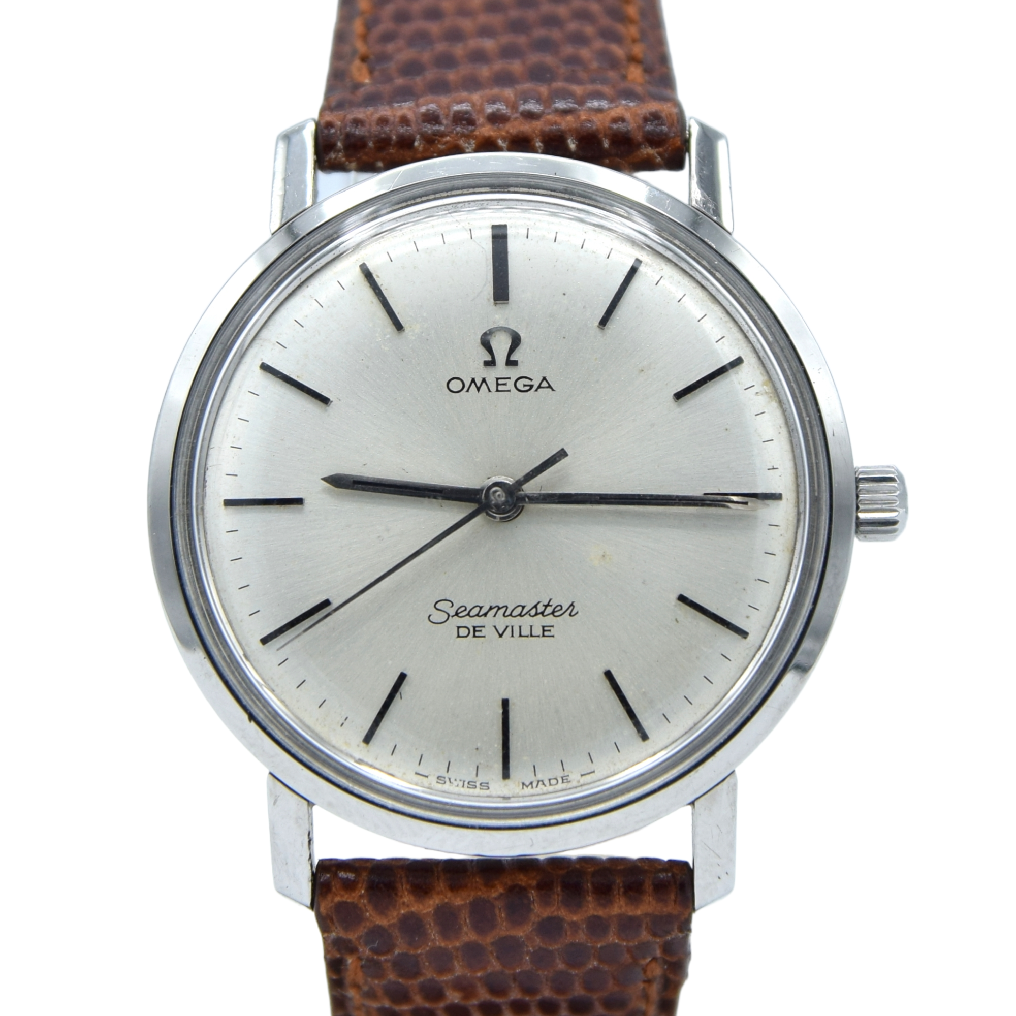 1965 Omega Seamaster Sharp Slim De Ville Date Model 136.020 with Even Patina Dial 33.5mm